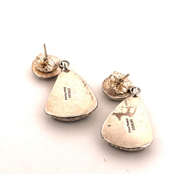 Vintage Mike Platero 925 Sterling Silver and Turquoise earrings - Picture 3 of 6